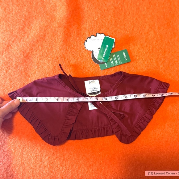 Burgundy Pierrot-style 100% organic cotton collar NWT - Picture 8 of 9